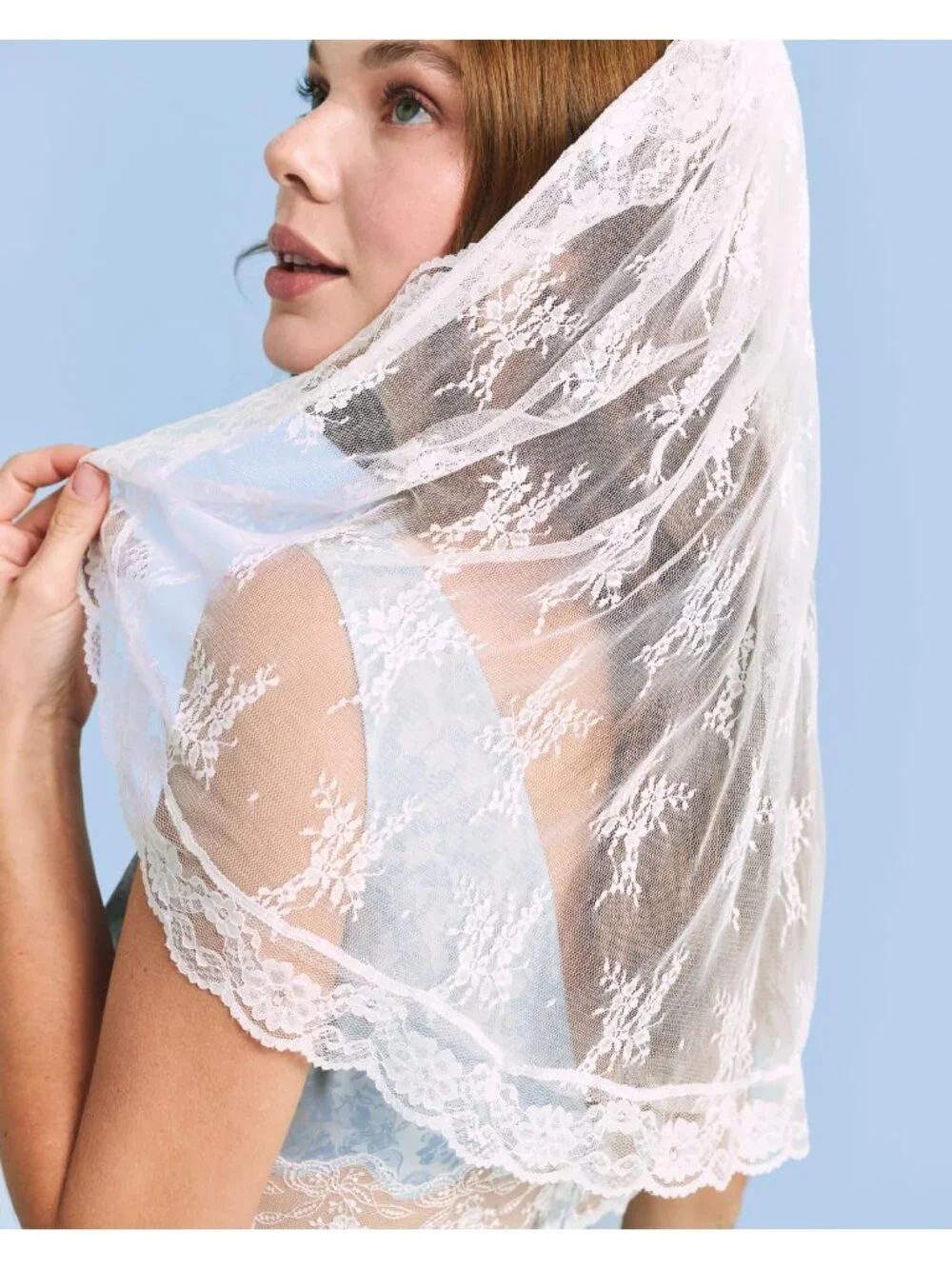 Women's White 2 Tier Polyester Bride To Be Lace Veil Pearl Padded Headband - Picture 3 of 7
